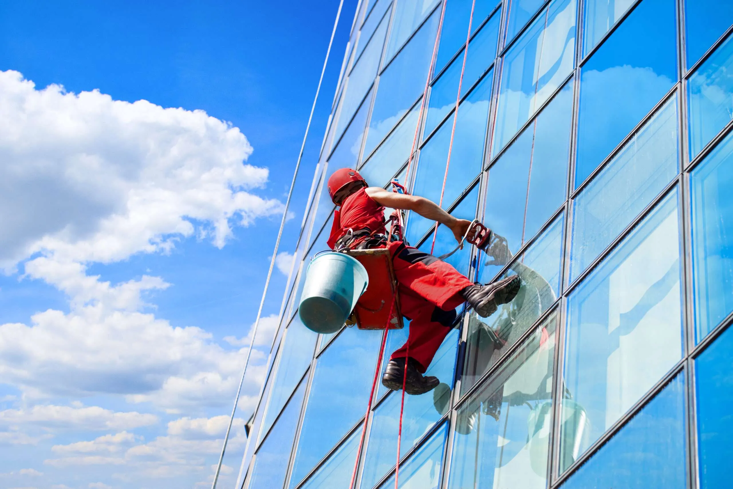 Window Cleaning with Extension Pole