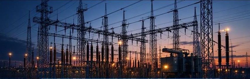 Substation at dusk