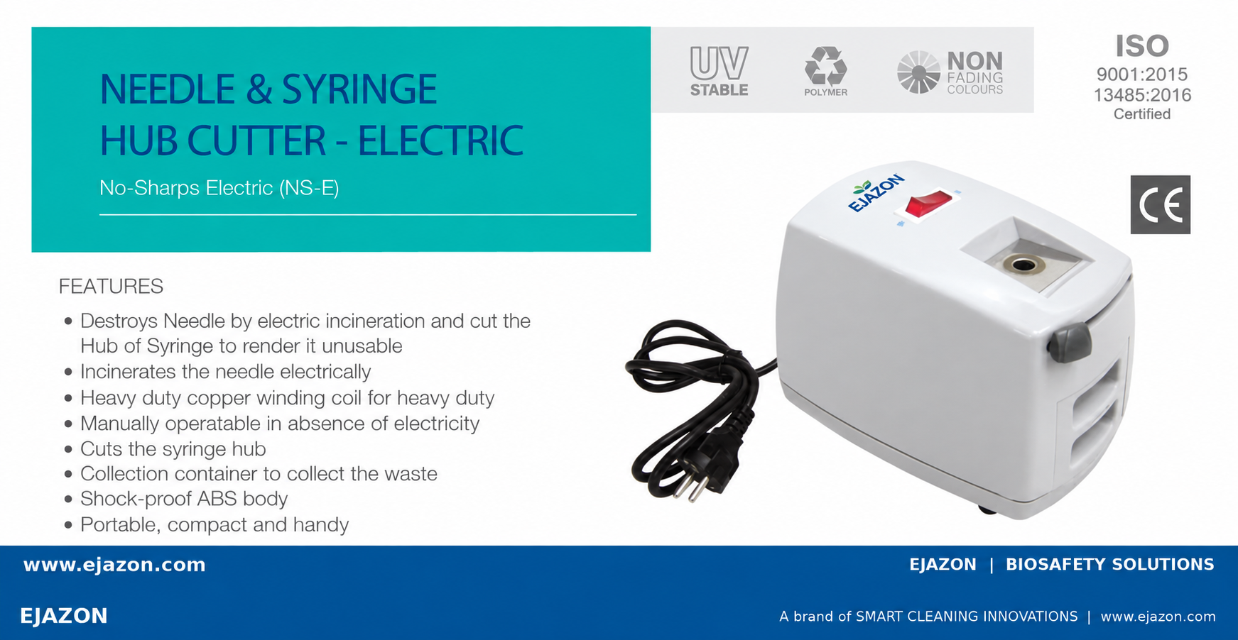 Needle & Syringe Hub Cutter – Electric (NS-E)
