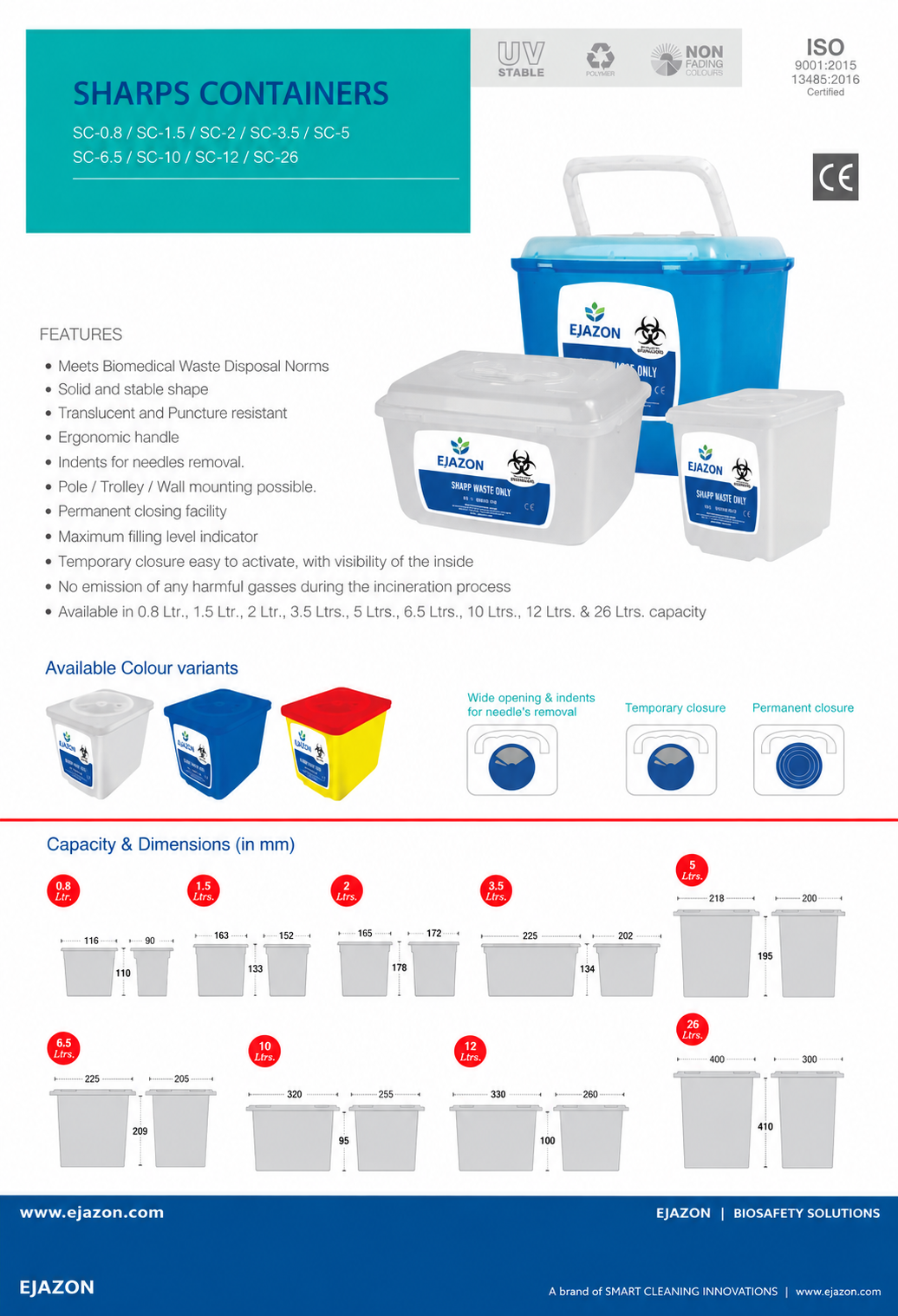 Sharps Containers (0.8L – 26L)