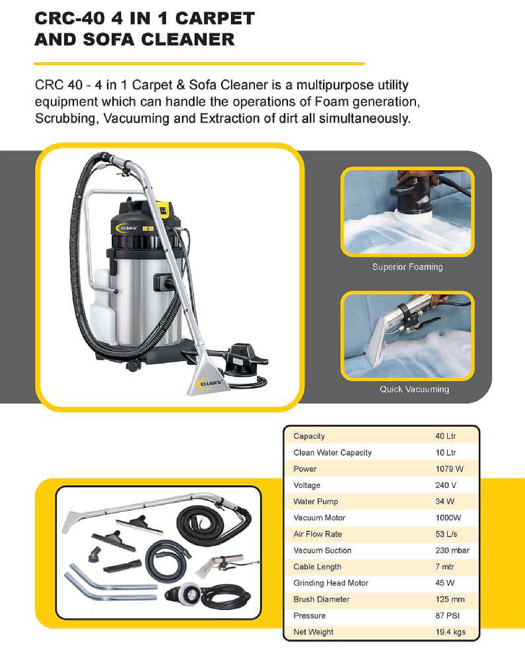 CRC-40 4-in-1 Carpet & Sofa Cleaner