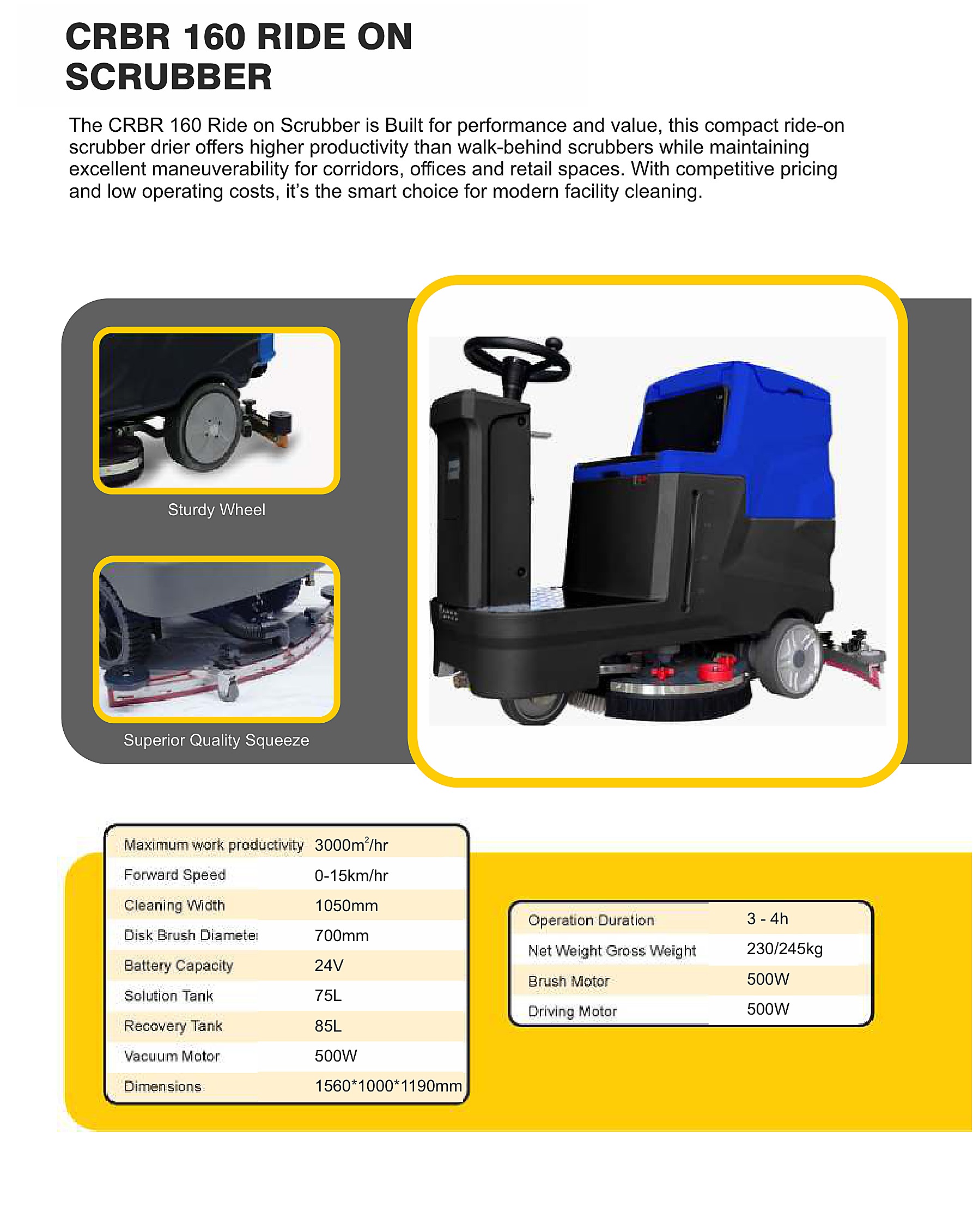 CRBR 160 Ride-On Scrubber