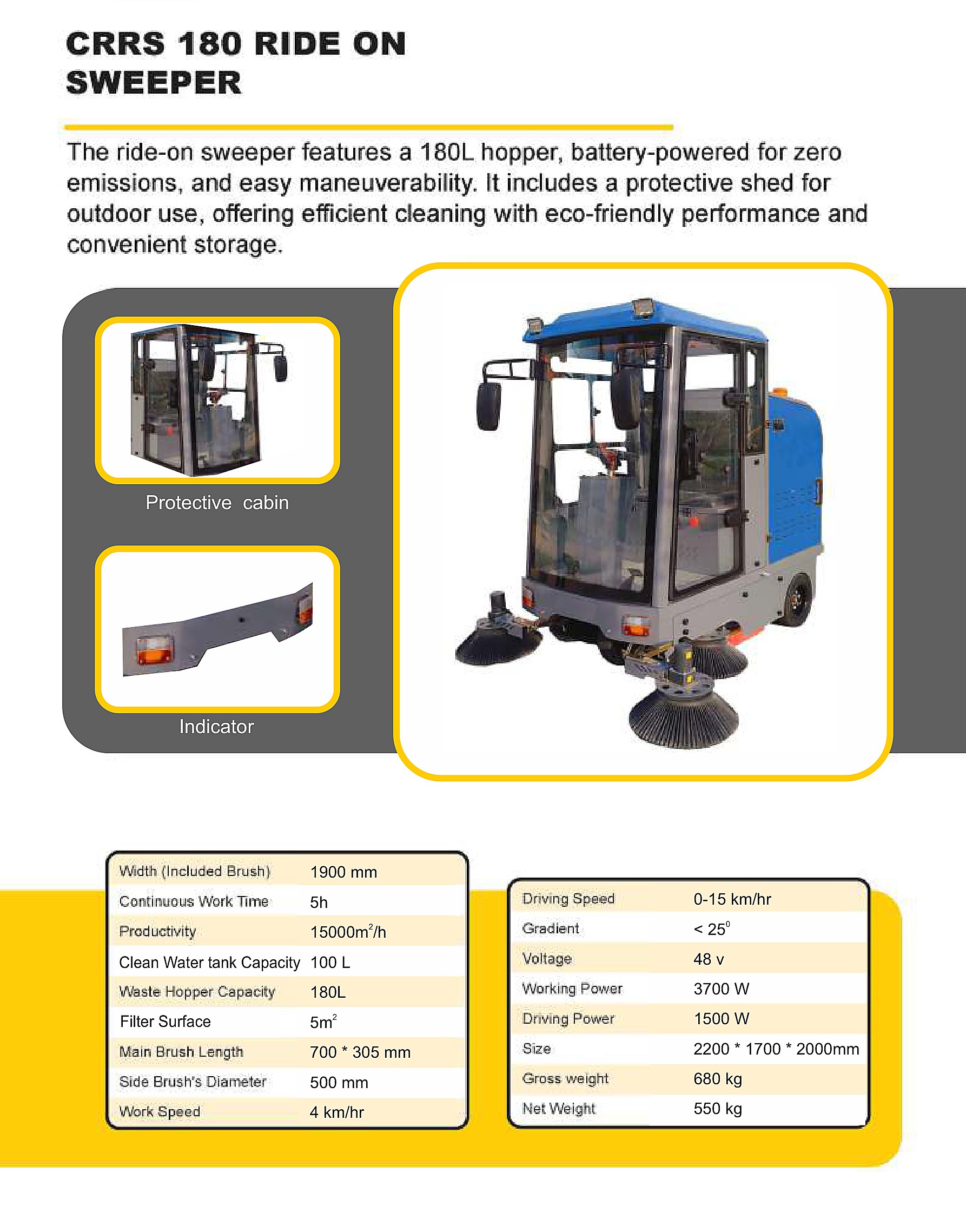 CRRS 180 Ride-On Sweeper