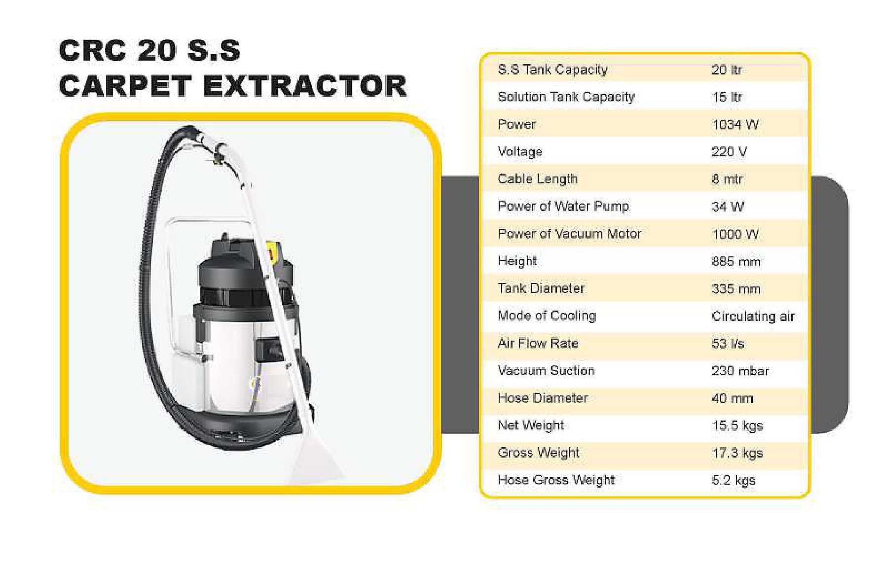 CRC 20 S.S Carpet Extractor